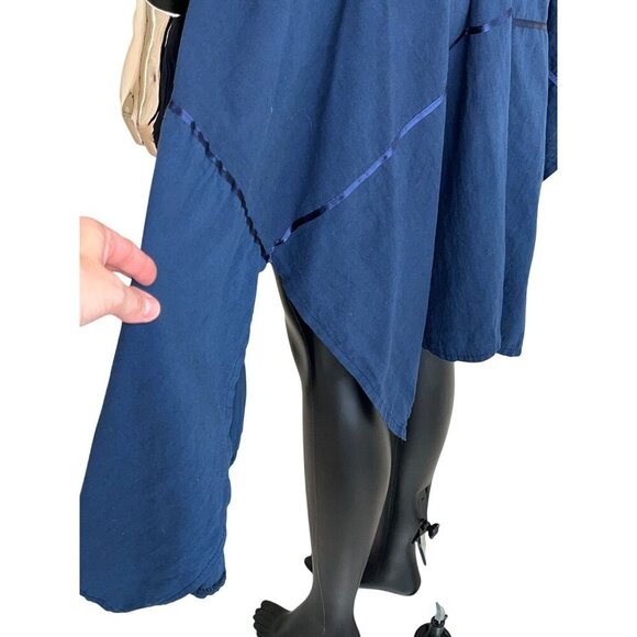 Handmade Navy Embroidered Halter Dress Boho Sharkbite Hem Festival Dress Small - Picture 9 of 10